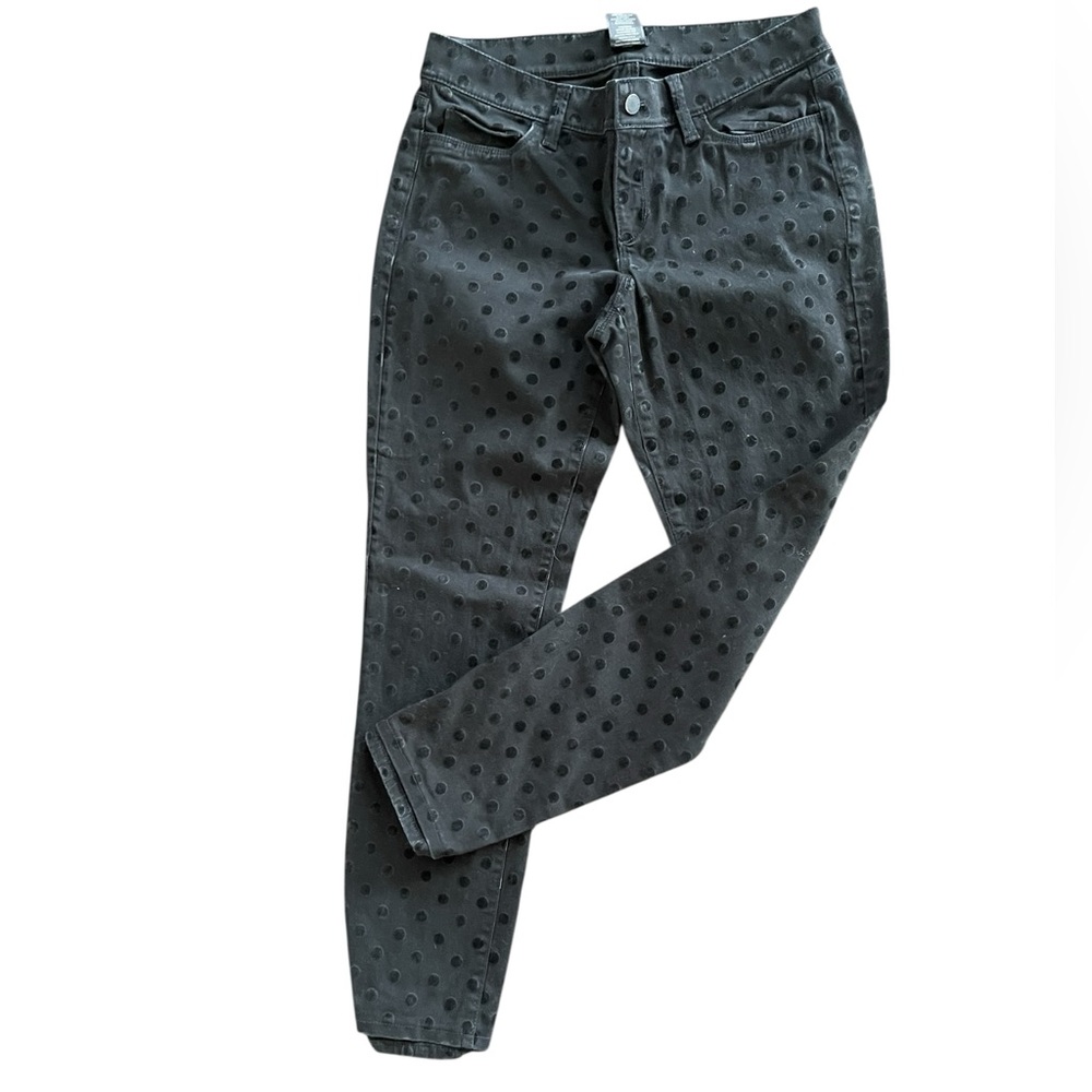 ANN TAYLOR Modern Fit Black Denim Ankle Jeans Polka Dots Classic Stretch Size 10